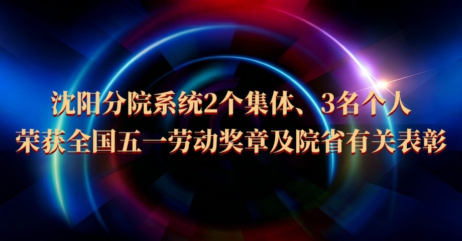 沈阳分院系统2个集体、3名个人荣获全国五一劳动奖章及院省有关表彰